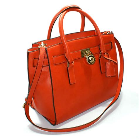 michael kors orange leather satchel|Michael Kors small satchel handbag.